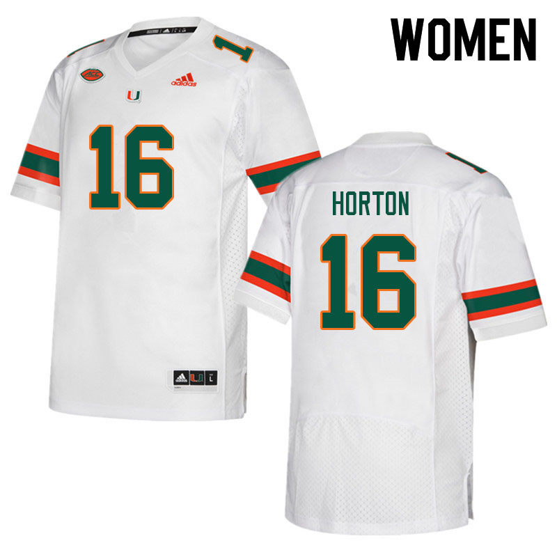 Women #16 Isaiah Horton Miami Hurricanes College Football Jerseys Sale-White